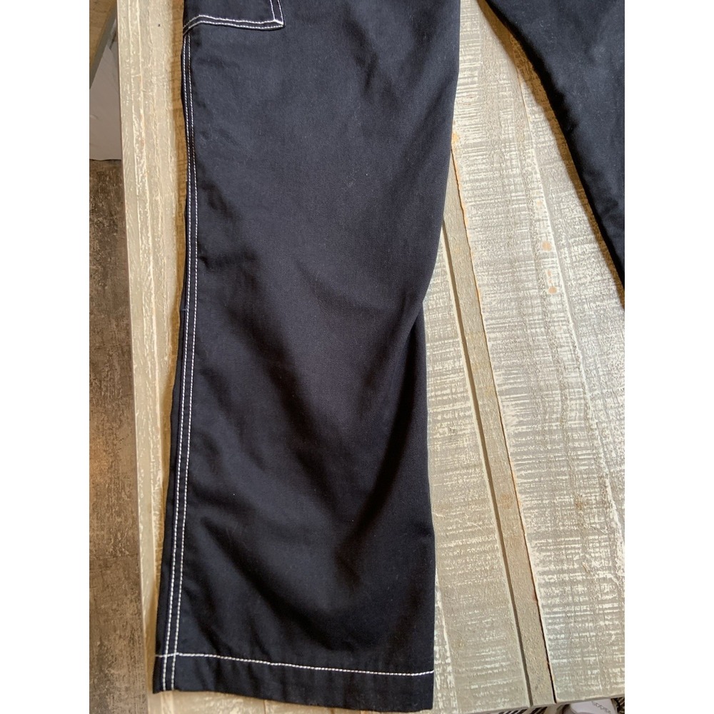True Religion Baggy Cargo Black Straight Leg Contrast Stitch Pants Mens Size 30 - Picture 9 of 12